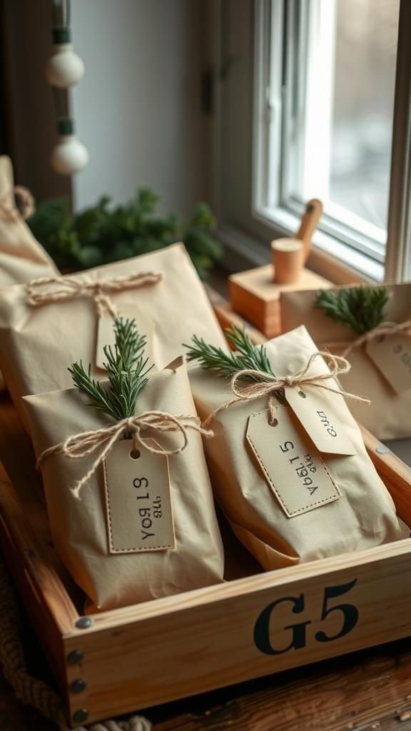 Foraged Greenery And Brown Paper Parcel Advent