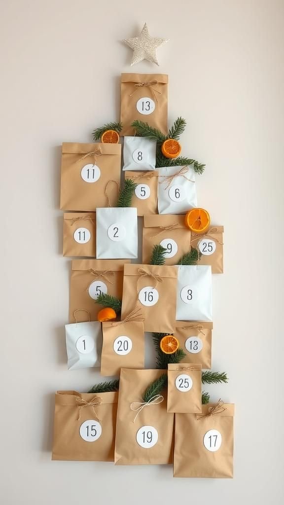 Paper Bag Wall Tree With Evergreen Accents