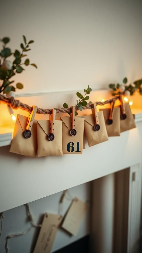 Twine And Envelope Garland Advent Countdown Display
