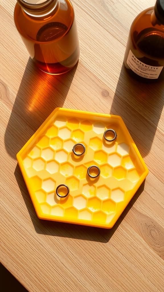 Honeycomb Hexagon Ring Tray With Cells