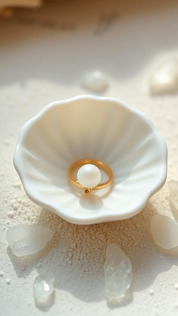 Seashell Ring Dish With Pearl Accent