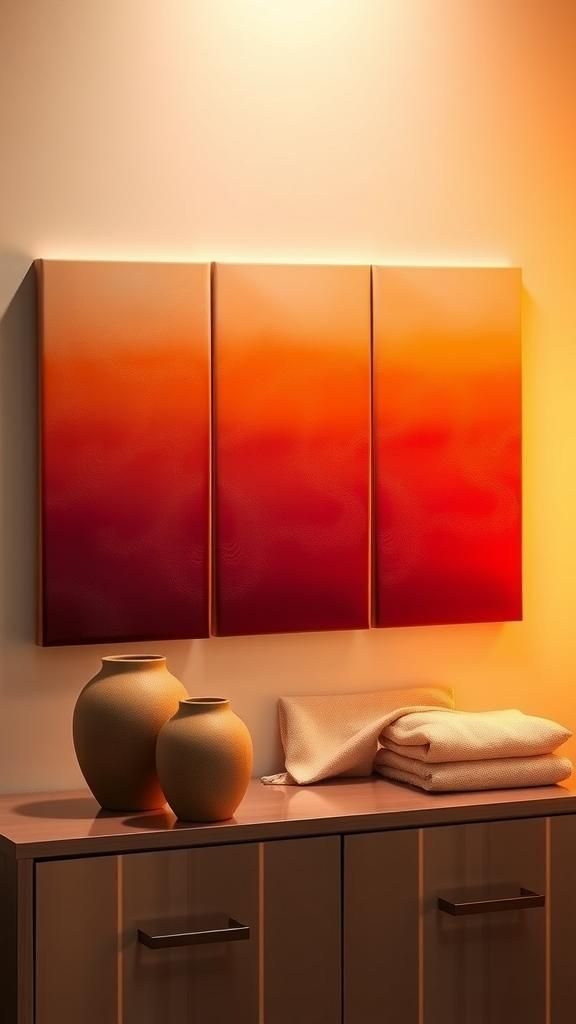 Sunset Ombre Tile Triptych For Serene Spaces