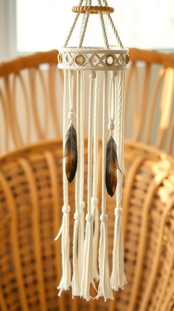 Boho Macramé Hoop With Tassels And Feathers