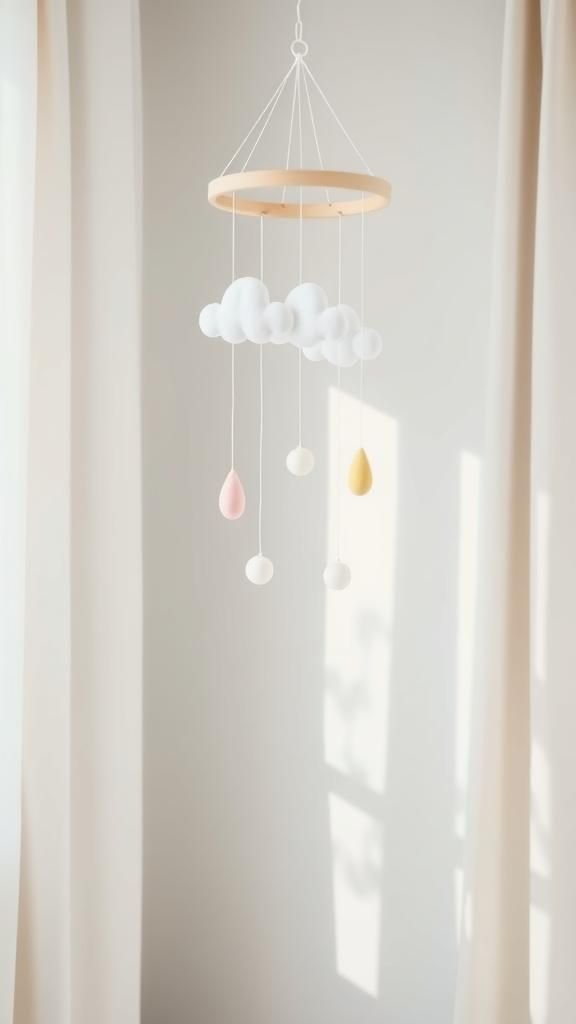 Felt Clouds And Pastel Raindrops Dream Mobile
