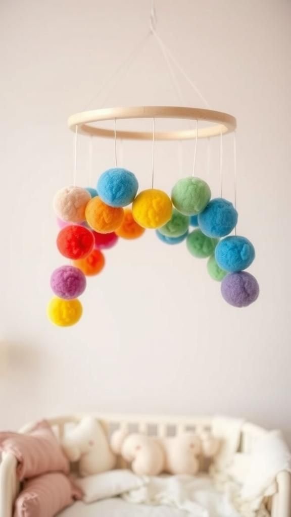 Rainbow Pom-Poms With Soft Wool Texture