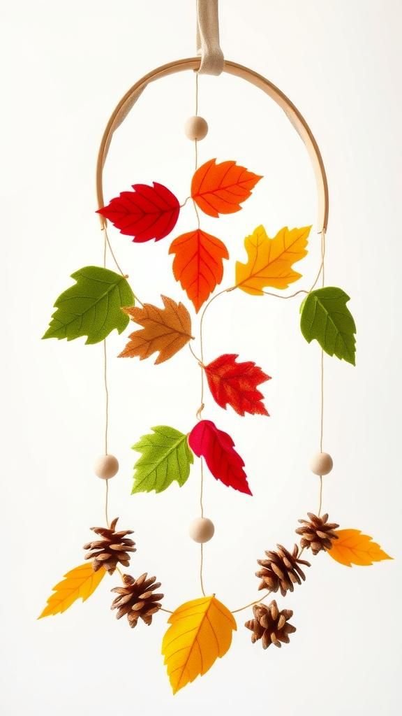 Seasonal Leaves In Felt And Wood Accents