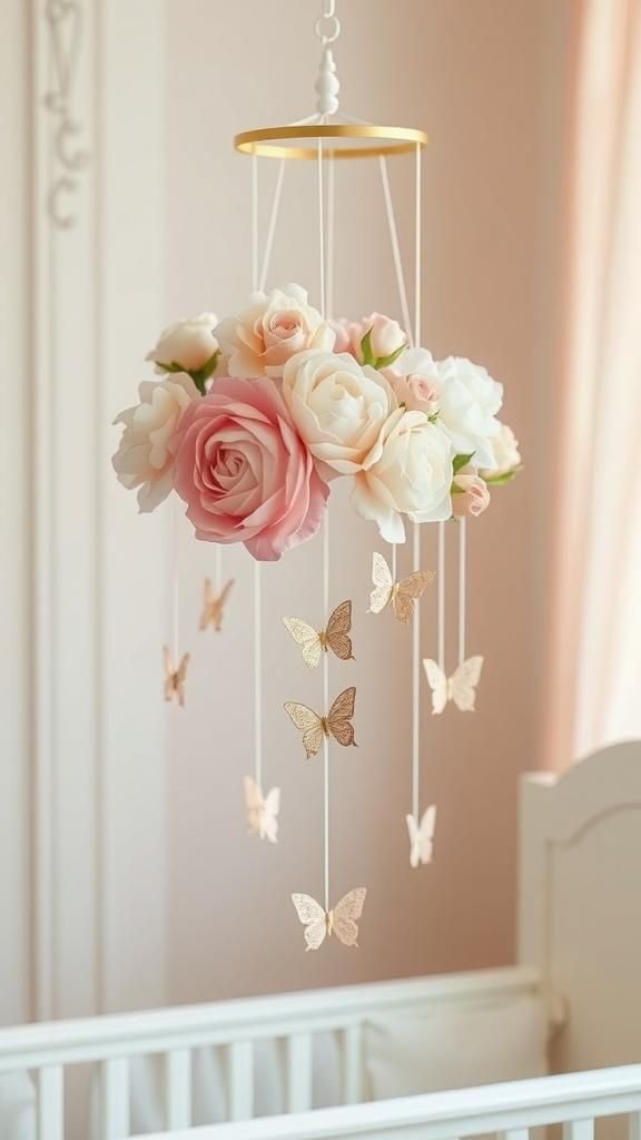 Silk Flower Garden With Butterflies And Leaves