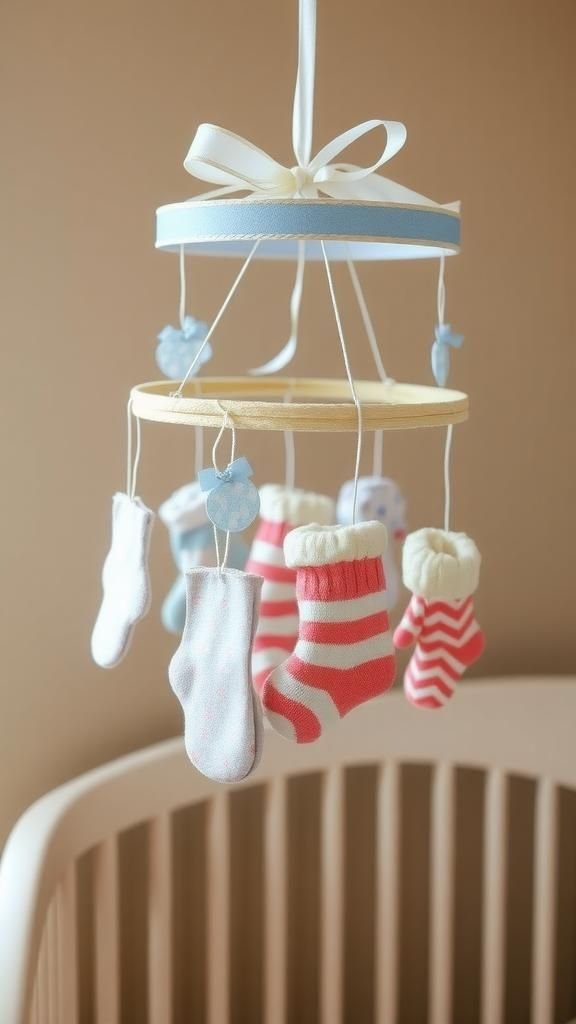 Upcycled Baby Socks And Mittens Keepsake Mobile