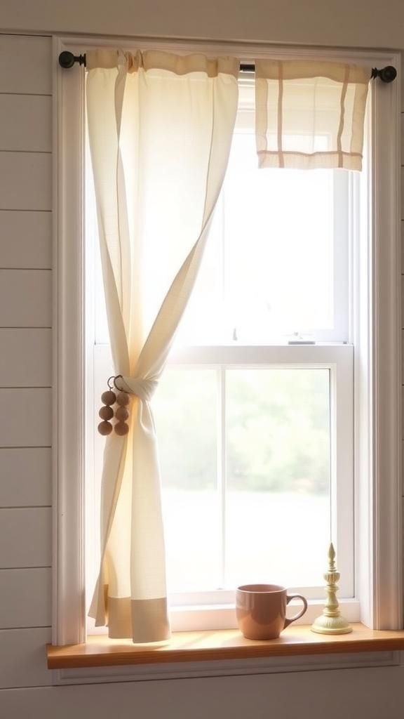 Farmhouse Linen Strap With Wooden Beads