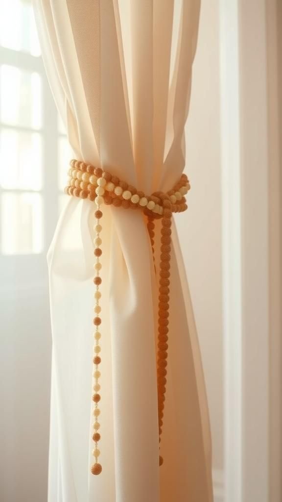 Seed Bead Waterfall Fringe Tieback