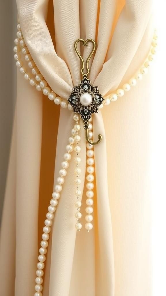 Vintage Brooch Centerpiece With Strand Beads