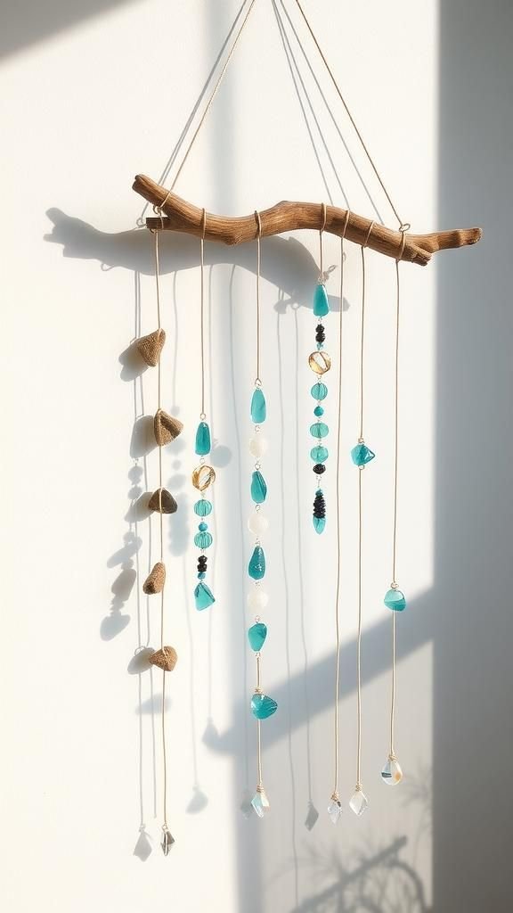 Driftwood Garland With Sea Glass And Beads