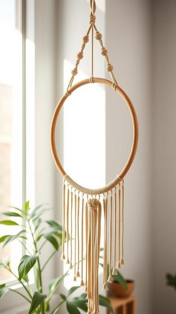 Macramé Hoop With Beaded Fringe Veil