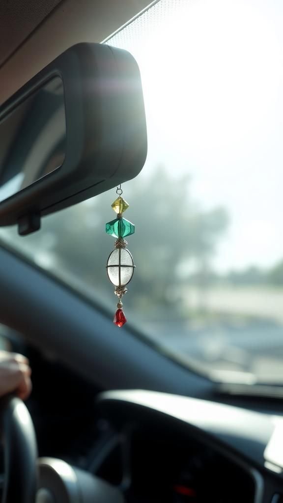 Mini Rearview Mirror Beaded Sun Spark