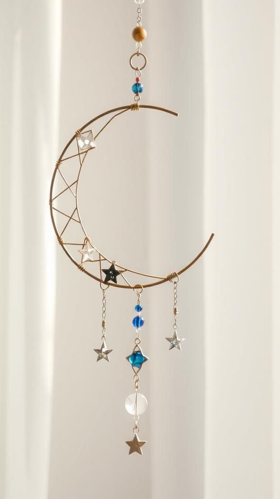 Moon And Stars Wire With Crystal Drops