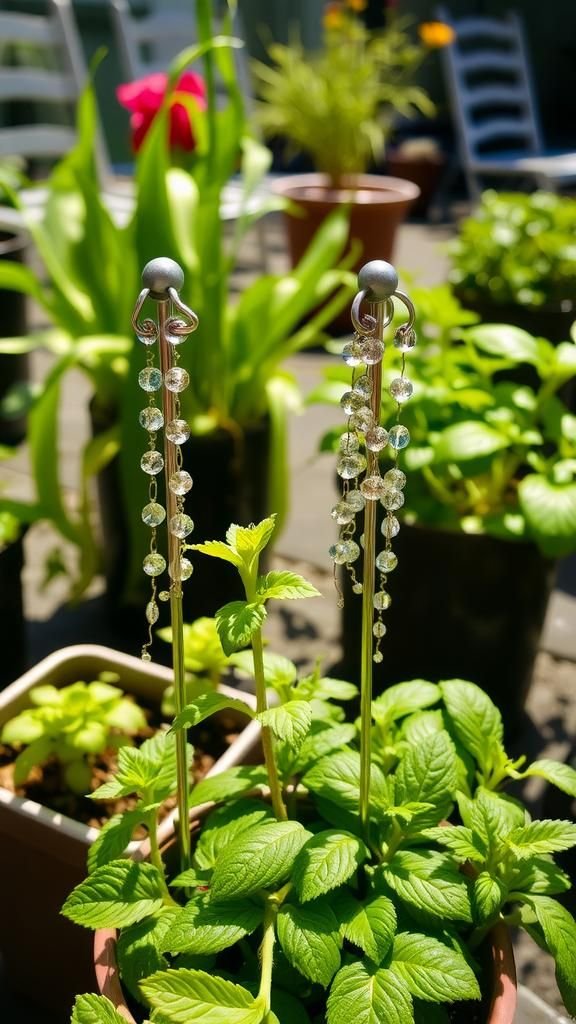 Patio Planter Sparkle Stakes With Bead Strands