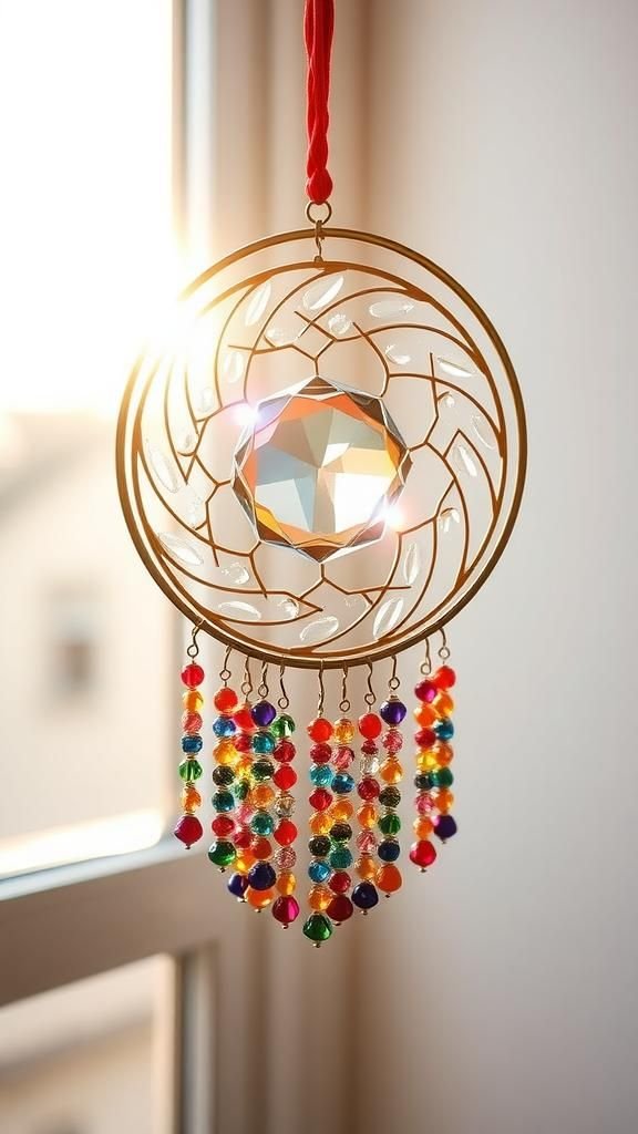 Rainbow Prism Cascade With Seed Bead Strands