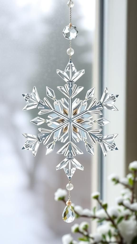 Snowflake Crystal And Pearl Window Sparkler
