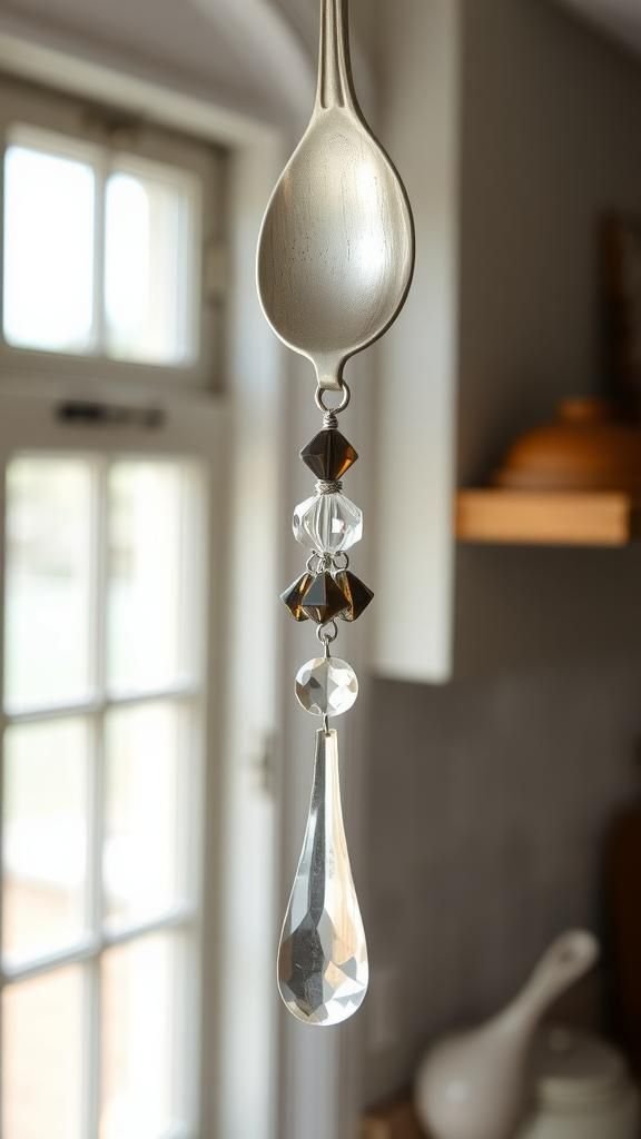 Vintage Spoon Handle Beaded Window Dangler