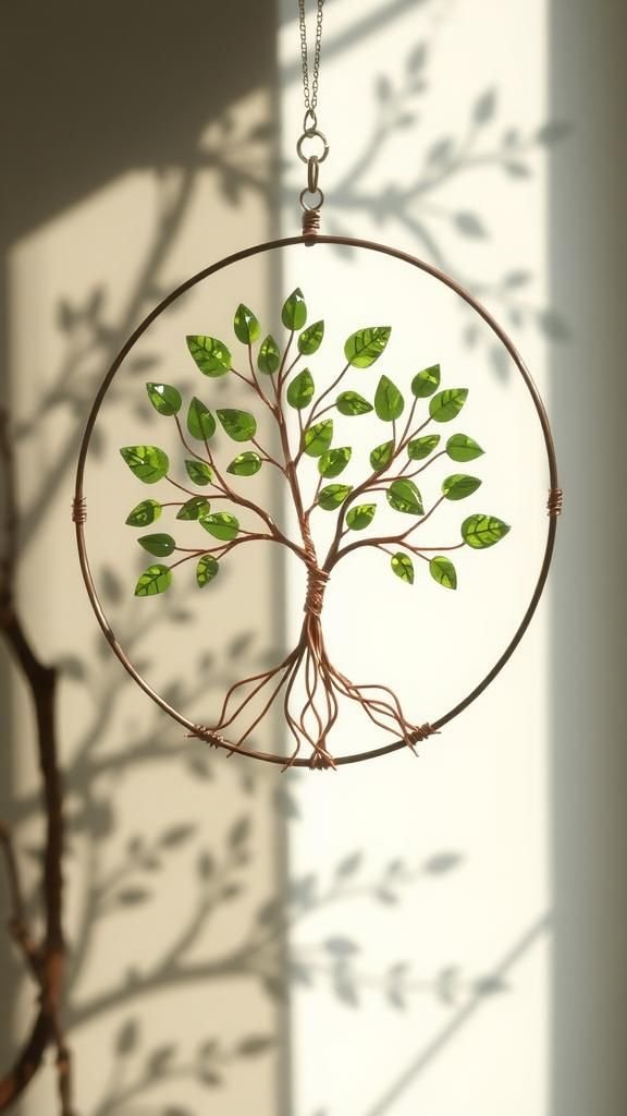 Wire Tree Of Life With Gem Leaf Beads