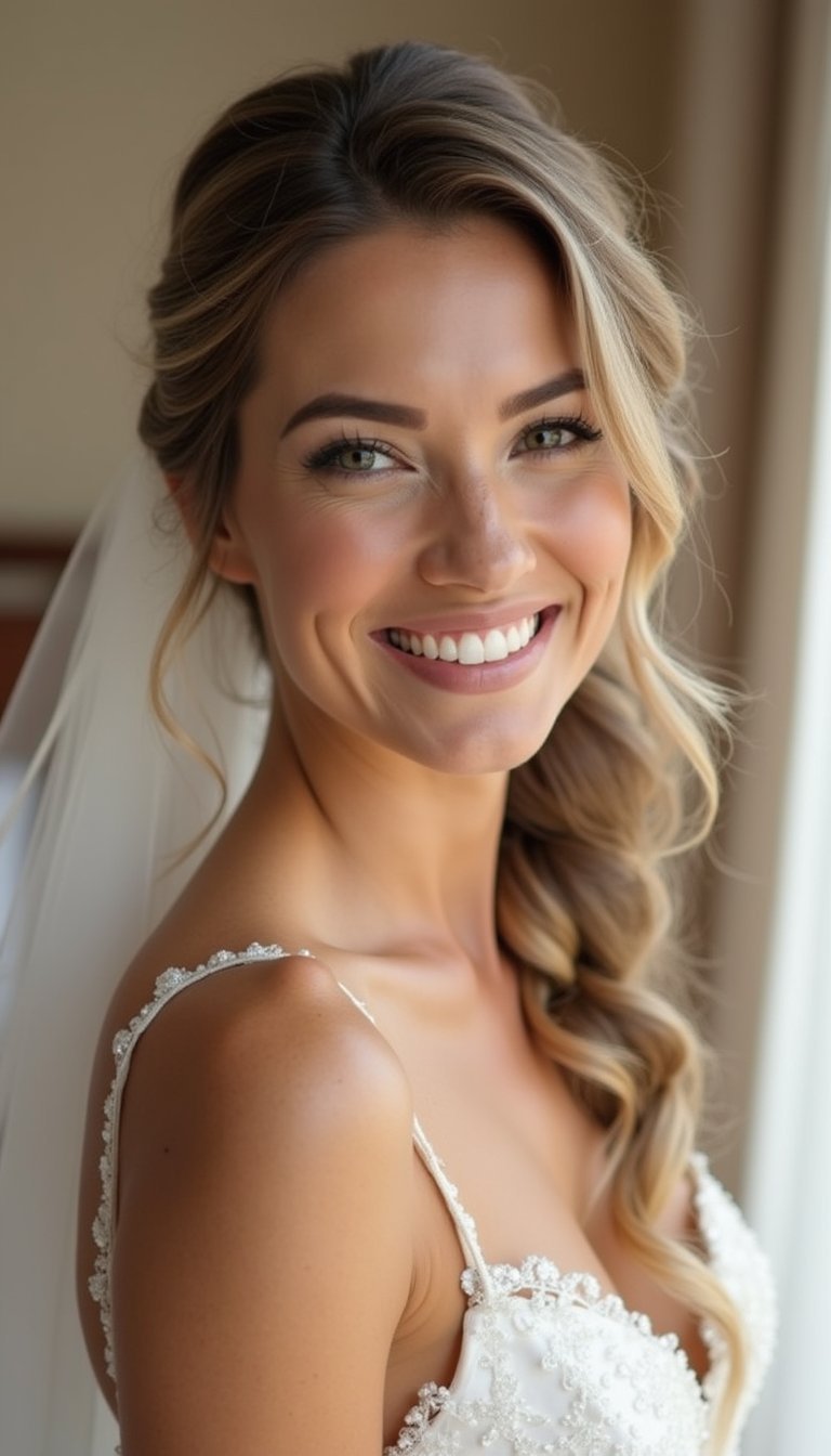 Bridal Feather Braid With Veil-Friendly Placement