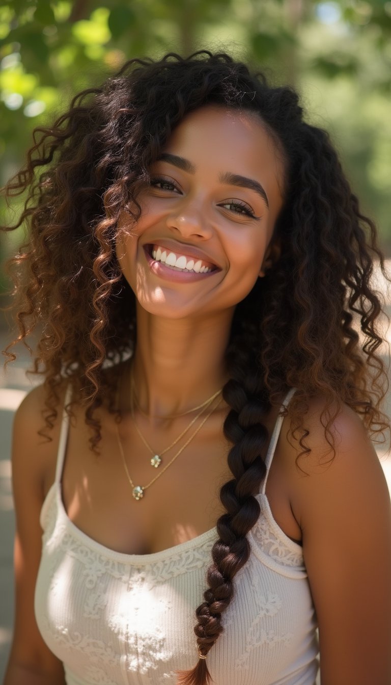 Curly Hair Feather Braid Embracing Natural Bounce