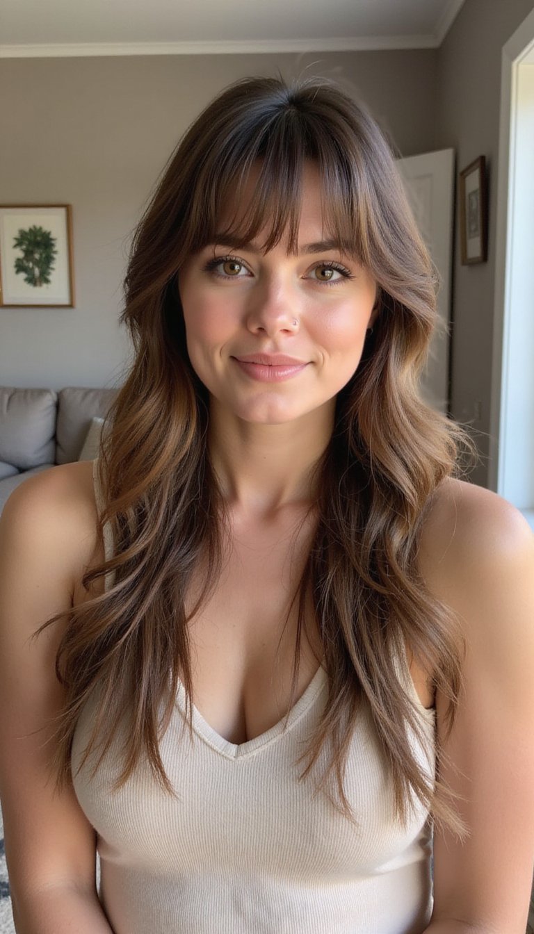 Long Layers With Wispy Bottleneck Bangs