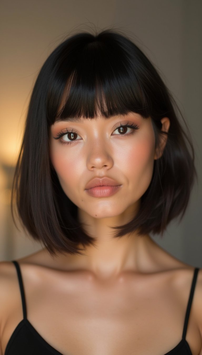 Asymmetrical Bottleneck Bangs For Unique Flair