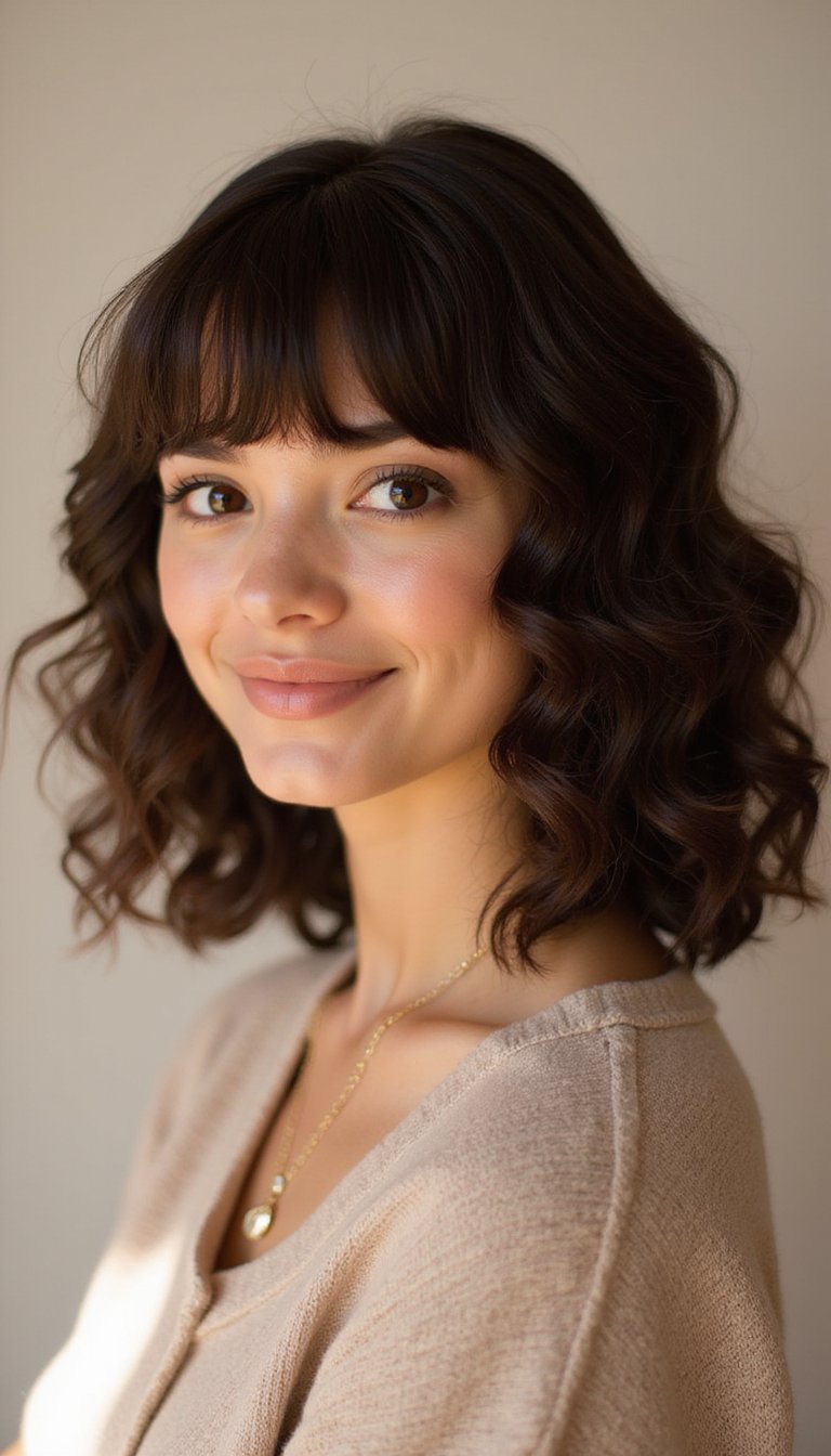 Curly Bottleneck Bangs To Embrace Natural Curls