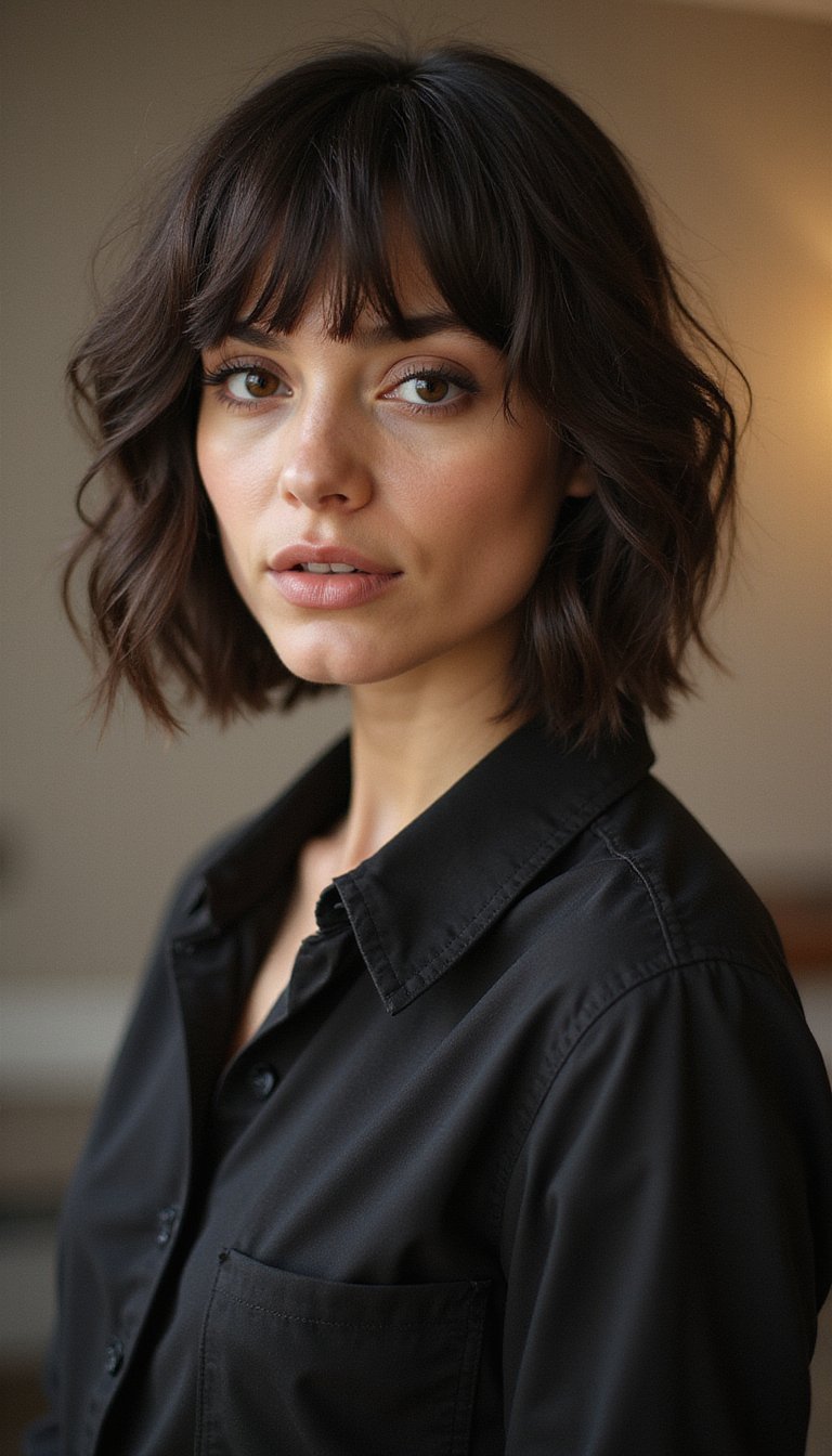 Short Choppy Bottleneck Bangs With Texture