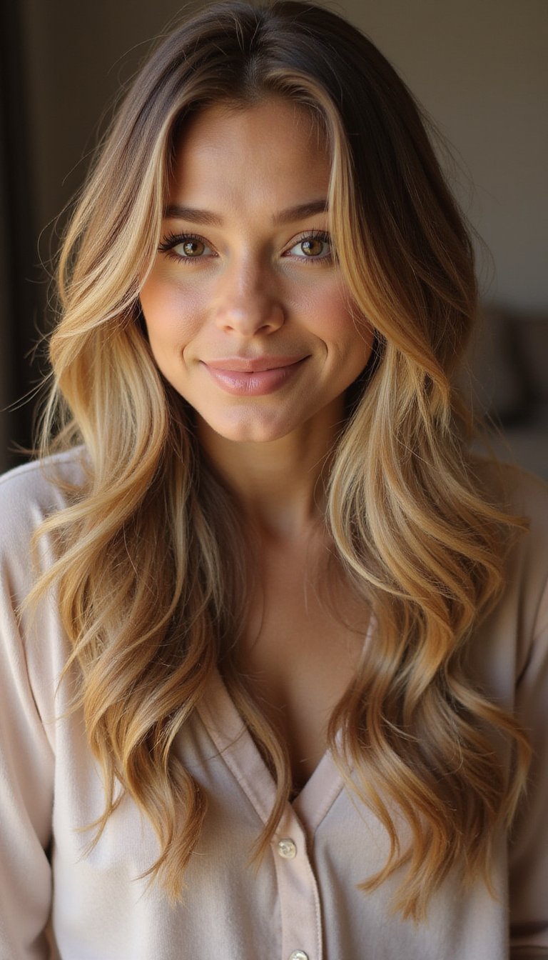 Long Layered Blowout With Face Framing Layers