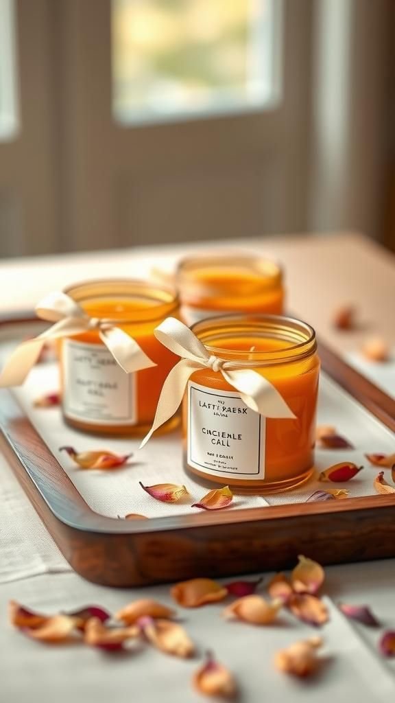 Hand-Poured Soy Candle Favors In Amber Jars
