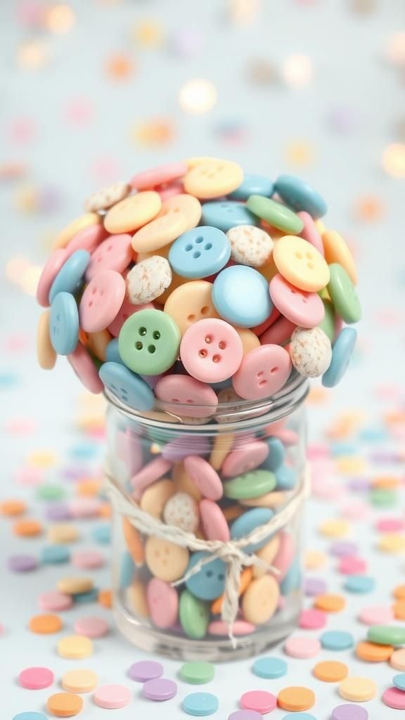 Candy Jar Button Posy With Sweet Pastel Colors
