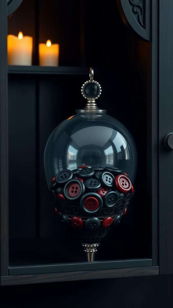 Gothic Velvet And Jet Black Button Posy