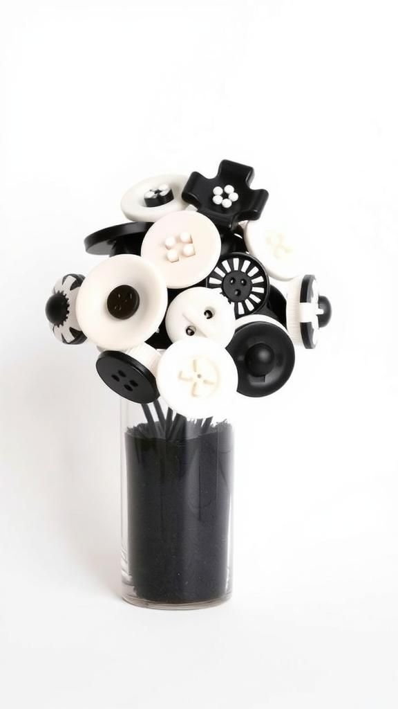 Monochrome Black And White Button Stem Collection