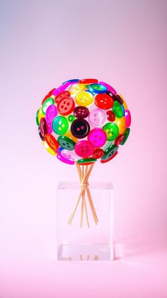 Neon Pop Art Button Stems In Acrylic Block