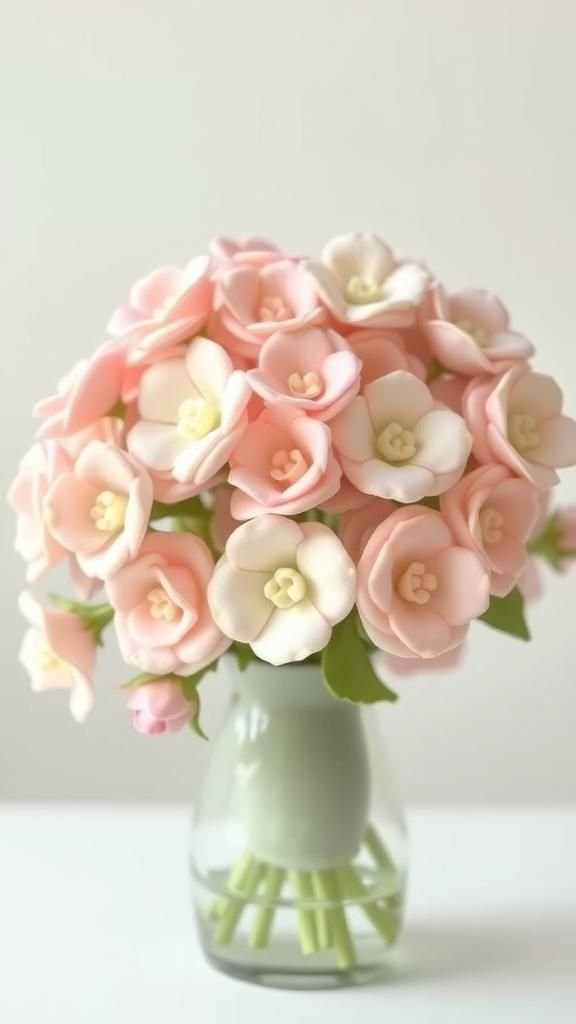 Pastel Spring Meadow Button Flowers With Felt Leaves