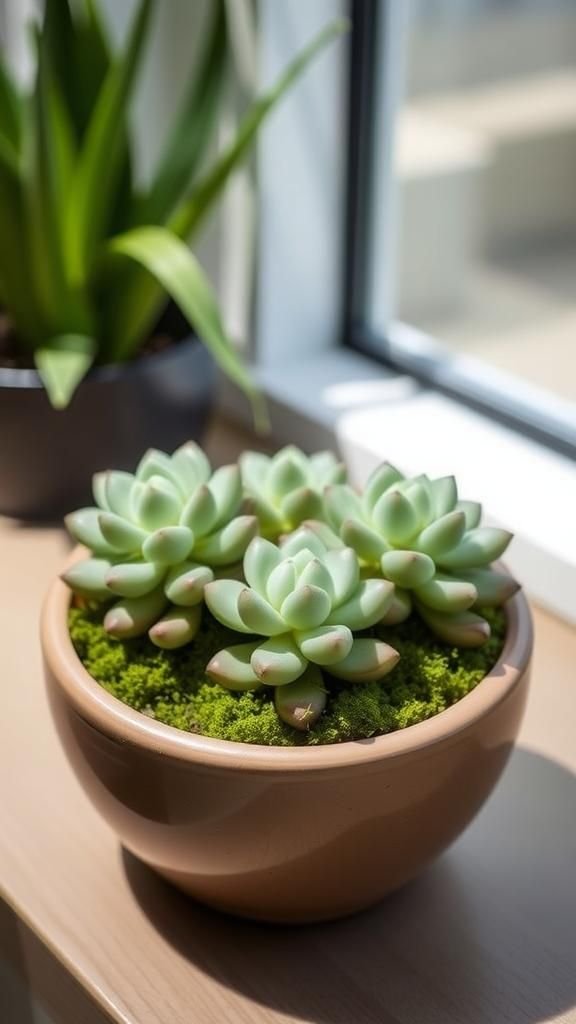 Succulent-Inspired Green Button Planter With Moss