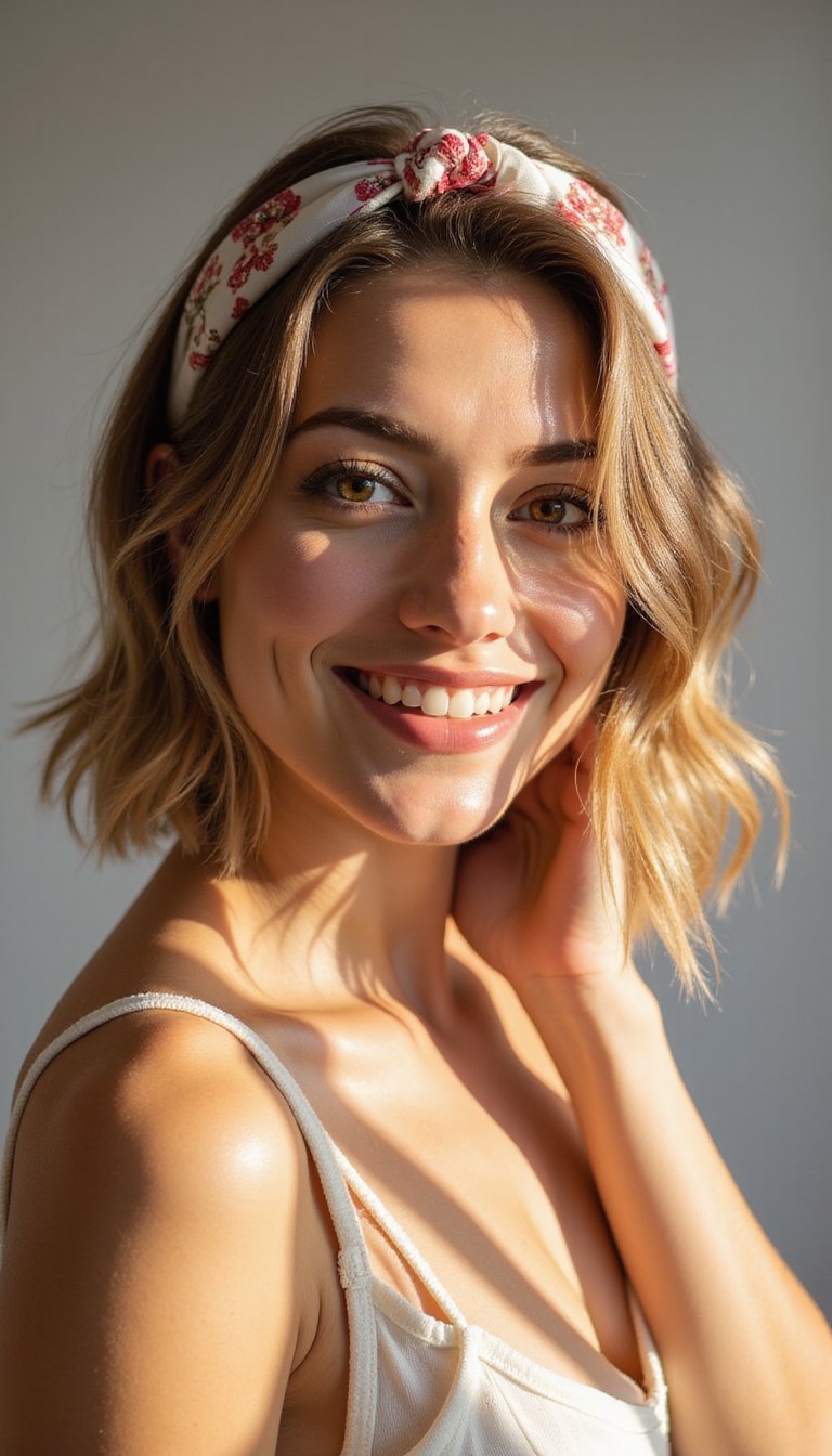 Textured Lob With Knotted Silk Headband Accent
