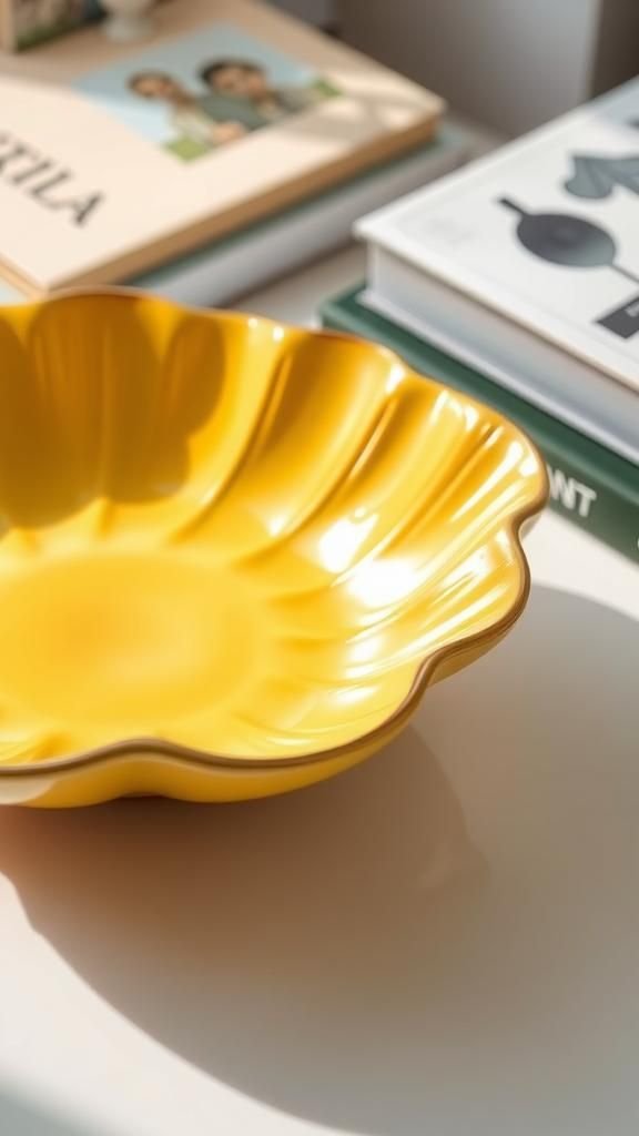 Ginkgo Fan Leaf Trinket Dish In Sunlit Yellow