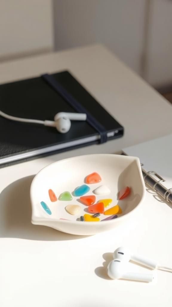 Terrazzo Inlay Leaf Dish In Pastel Chips