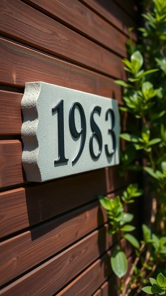 House-Number Concrete Plaque With Bold Type