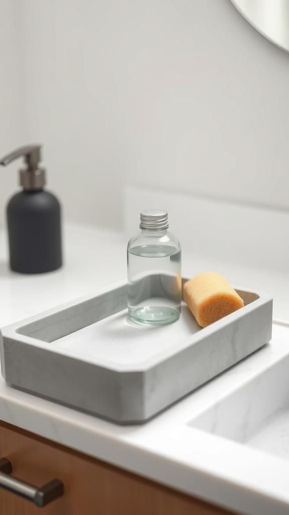 Rectangular Concrete Vanity Tray With Soft Edges