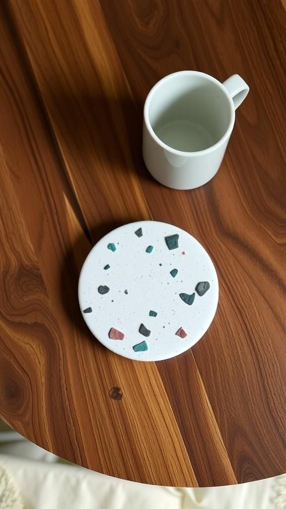 Terrazzo-Style Concrete Coasters With Color Chips