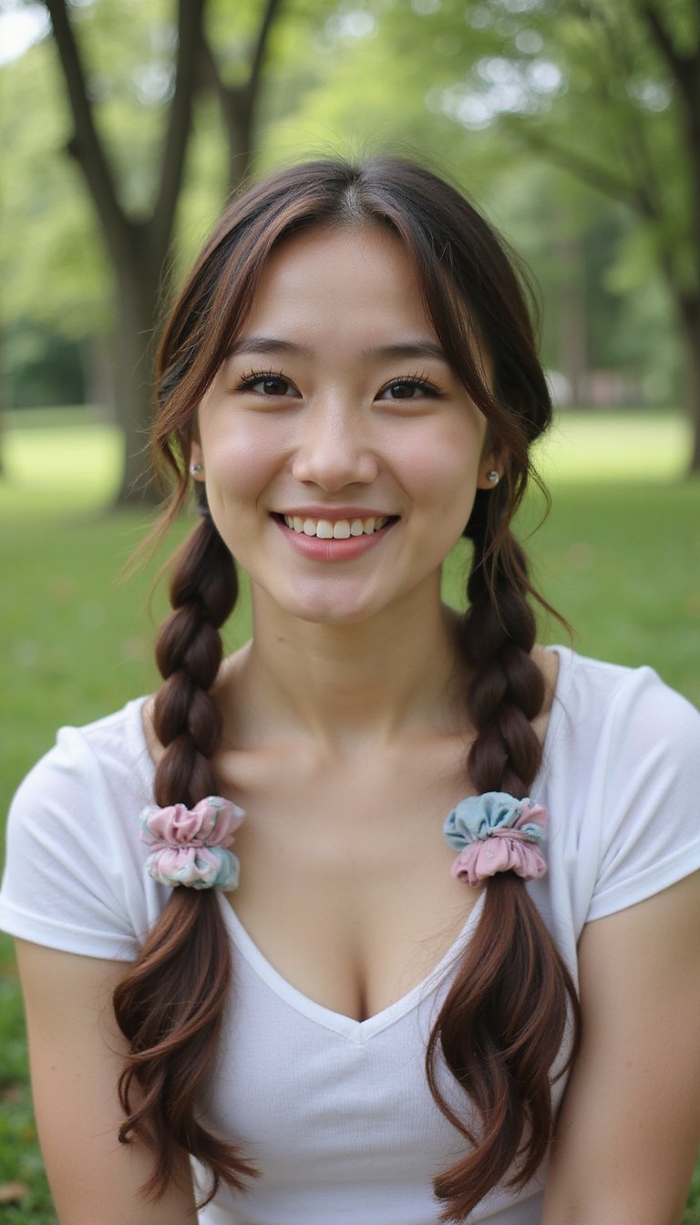 Double Low Pigtails With Matching Scrunchies