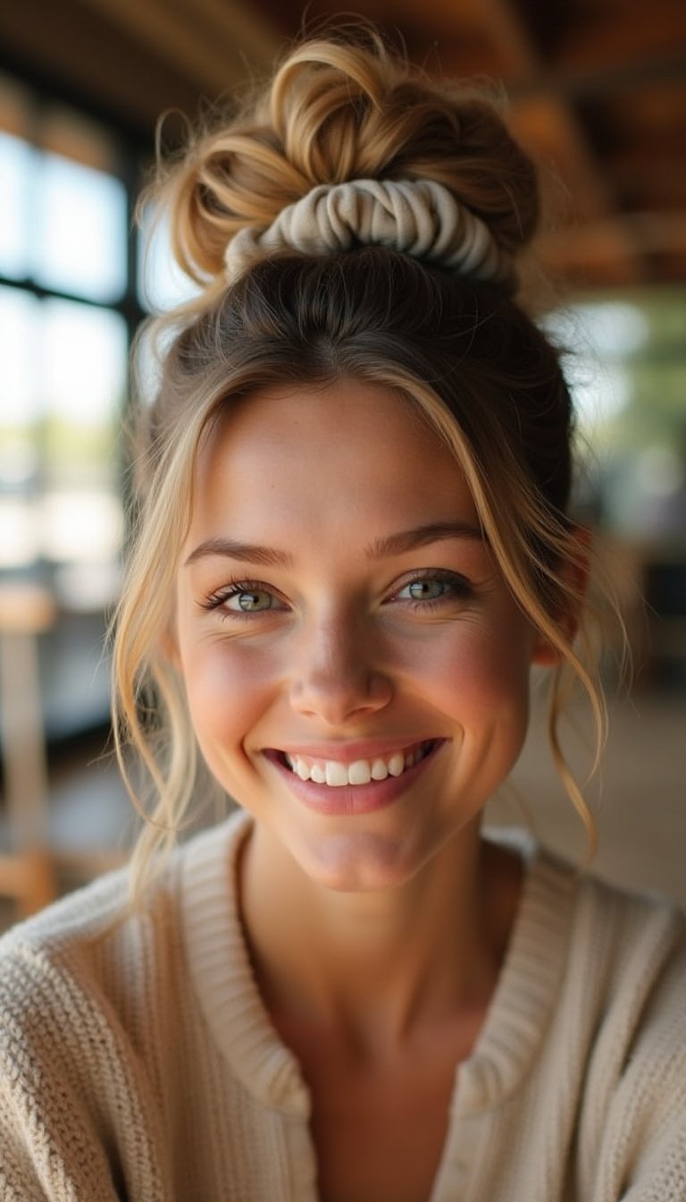 Messy Bun With Oversized Scrunchie Volume