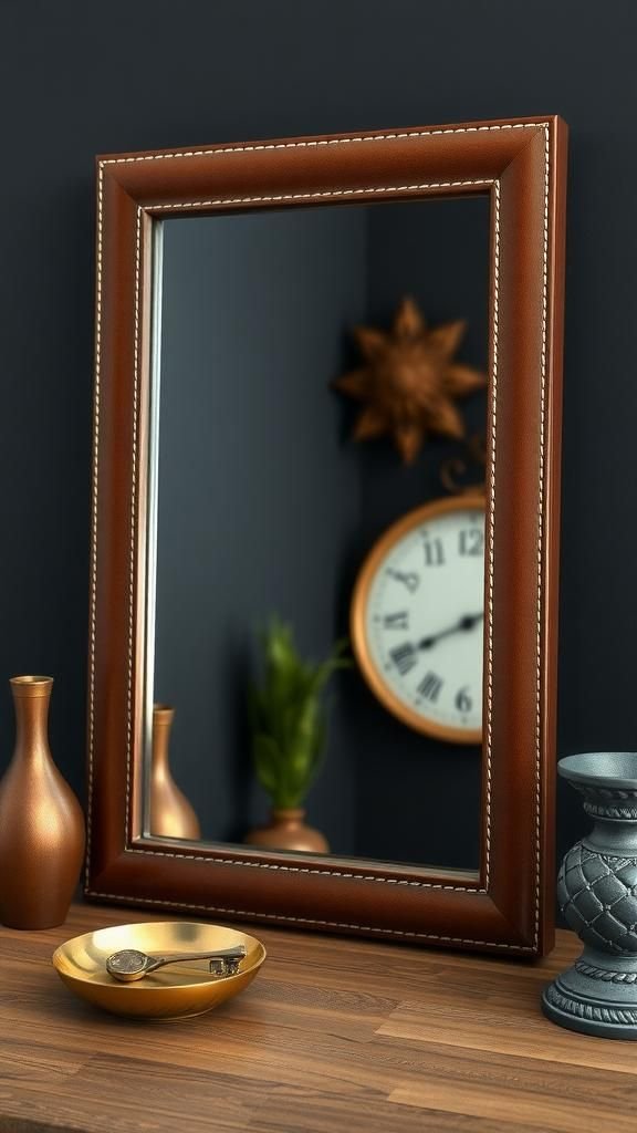 Leather-Wrapped Frame With Saddle Stitch Detailing