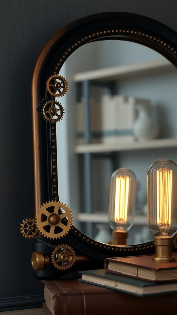 Steampunk Edge With Gears And Copper Tubing