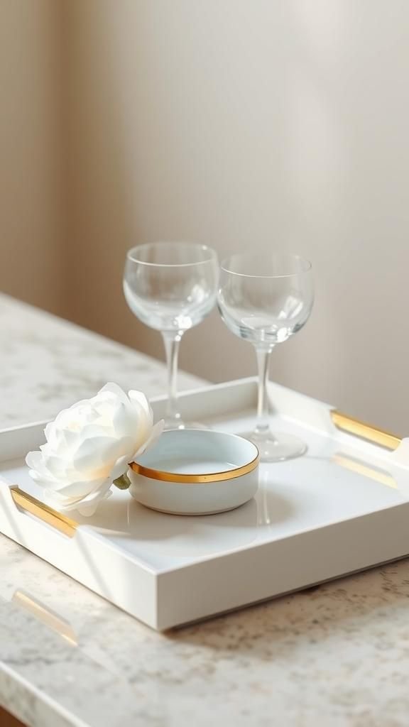 Faux Marble Tray With Subtle Gilded Rim