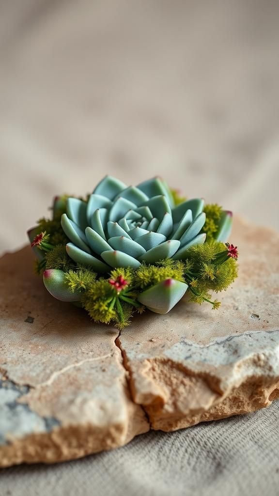 Succulent And Moss Crown With Desert Vibes